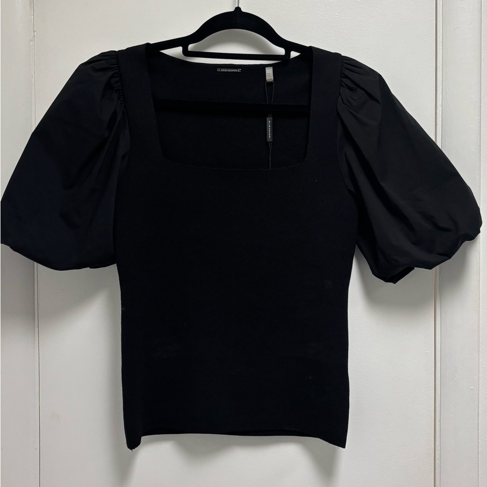 Elie Tahari Black Puff Sleeve Shirt